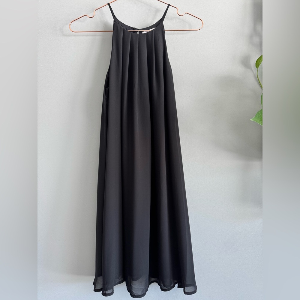 Nordstrom Lush Black High Neck Spaghetti Strap Tent Dress, XS